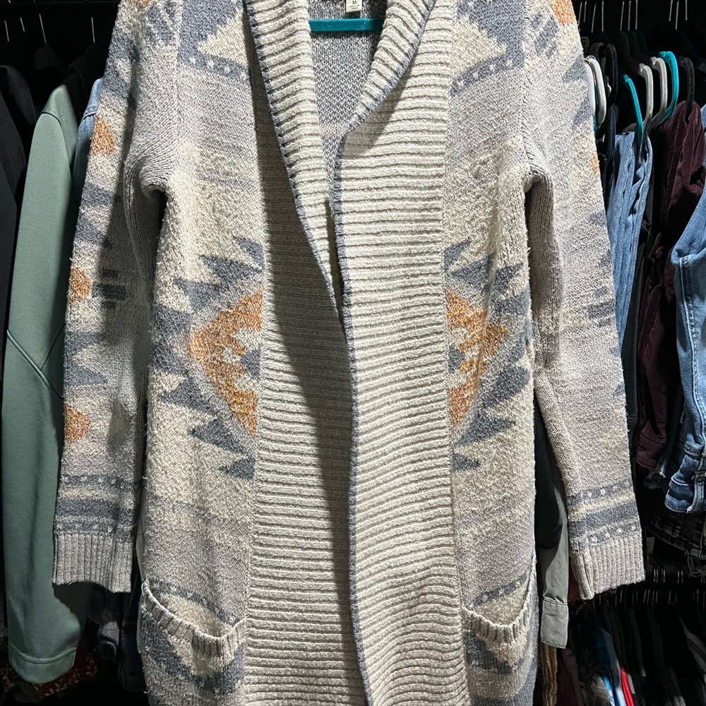 Lucky Brand Southwestern Cardigan - Cream, Gray, and Orange